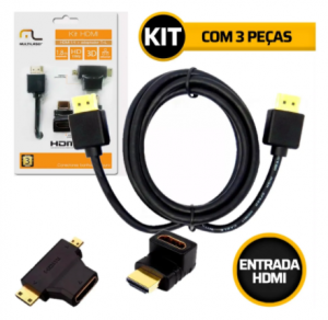 Kit HDMI Com Cabo 1.4 1,8M e Adaptador T+L - WI289 - Shopping OI BH