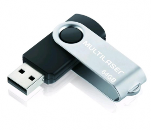 Pen Drive 64GB USB 2.0 Twist preto PD590 Multilaser-Shopping OI BH 