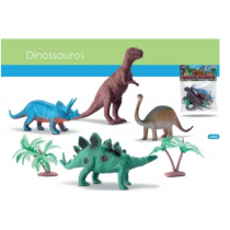 Kit 4 Dino World Dinossauro Borracha Miniatura Bee Toys 0660 - Shopping OI BH
