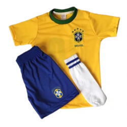 Conjunto Infantil Uniforme Brasil Camisa Short Meia