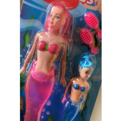 Boneca Infantil Estilo Barbie Sereia Mãe E Filha Acende Rosa